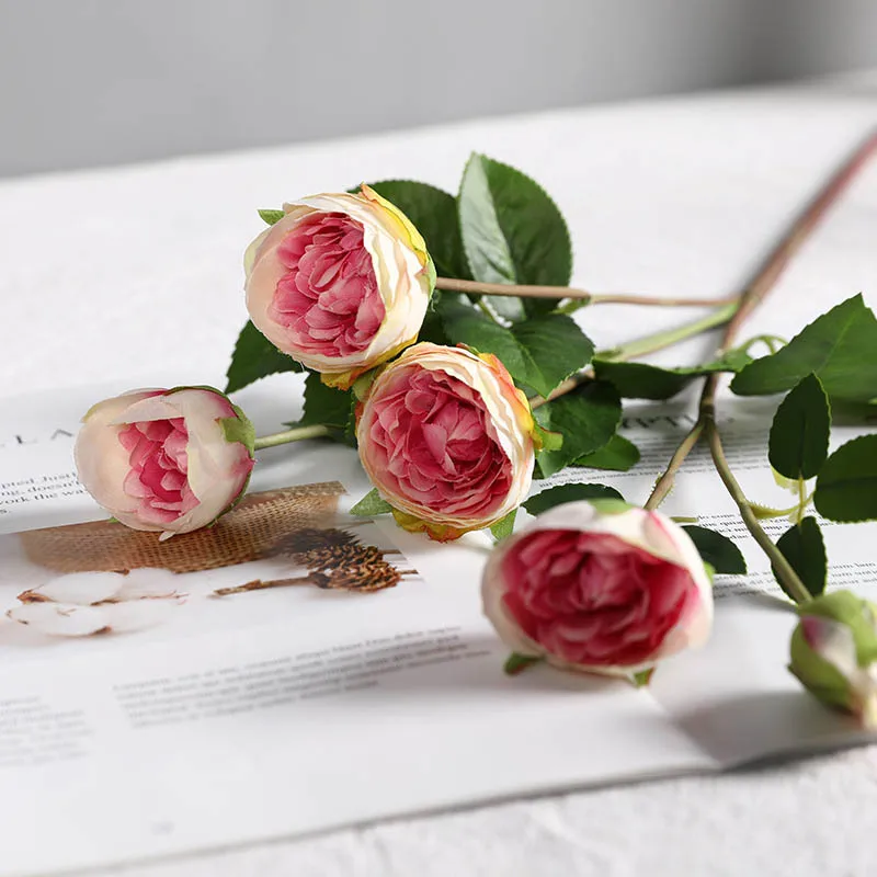 CHENCHENG, 67 см, искусственные цветы, букет роз, имитация, искусственный цветок, пион, романтичный сушеный, художественный стиль, домашний декор - Цвет: Light Pink