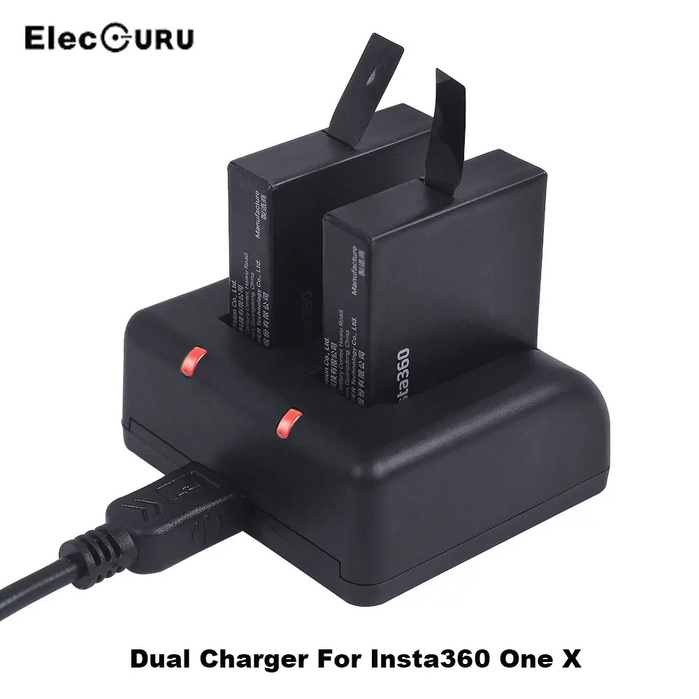 Dual Battery Charger for Insta360 One X,5V 2A Dual Charging Dock with Micro USB Cable & LED