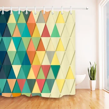 

LB Colorful Abstract Retro Vintage Geometry Shower Curtain Bathroom Washable Waterproof Polyester Fabric For Home Bathtub Decor