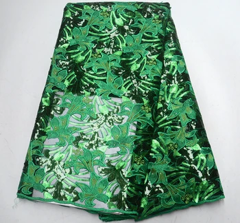 

New green French Net Lace Fabric 2019 High Quality African Tulle Lace Fabric With Sequines For Nigerian Wedding Dress