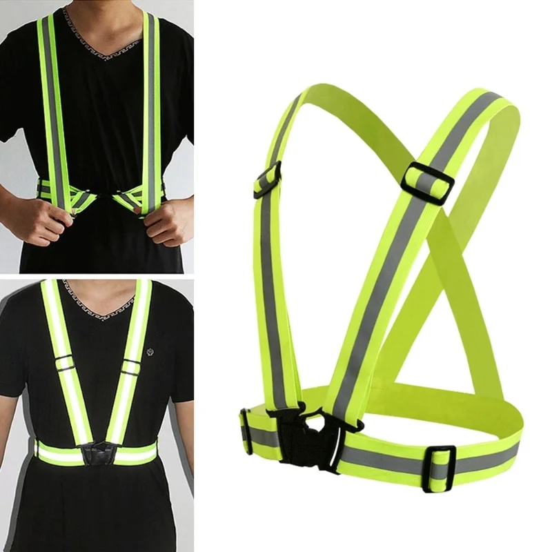 

360 Degrees High Visibility Neon Safety Vest Reflective Belt Safety Vest Fit for Running Cycling Sports Outdoor Clothes