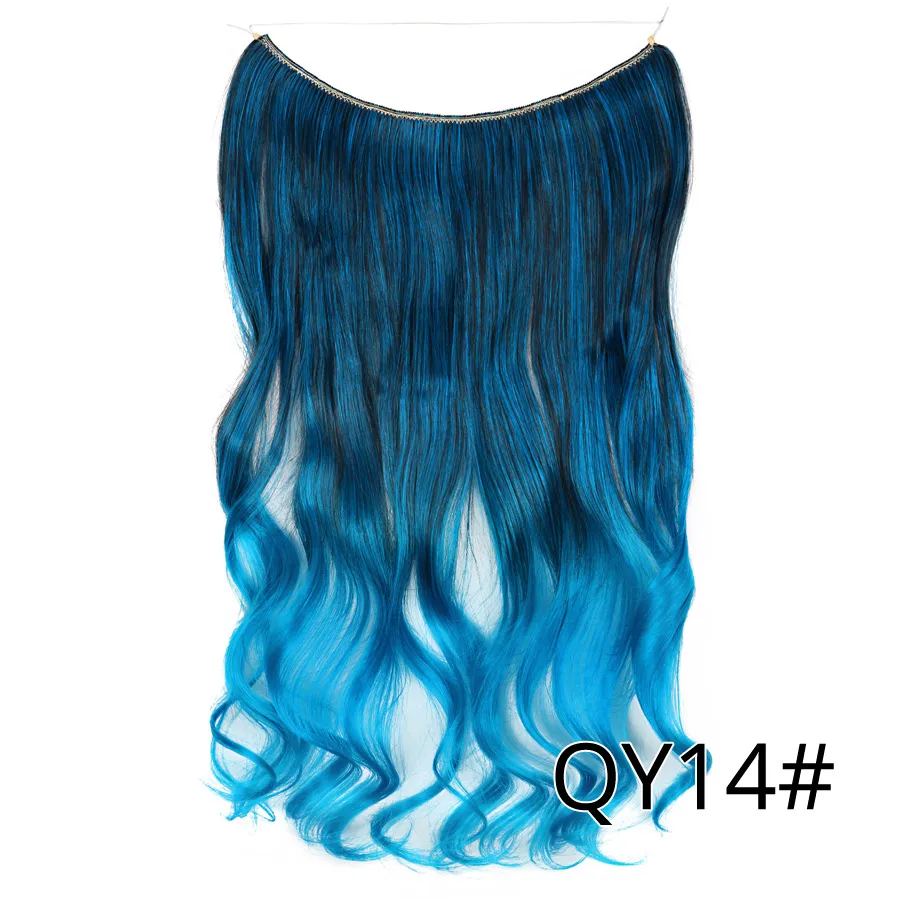 Alileader, Длинные Синтетические волосы, рыбья линия, ореол, термостойкие волосы, серый блонд, накладные волосы, секретные невидимые шиньоны - Цвет: QY14