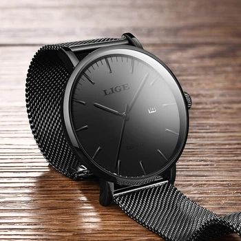 

Relogio Masculino LIGE Mens Business Dress Watches Luxury Casual Waterproof Sports Watch Men Fashion Dial Quartz Slim Mesh Watch