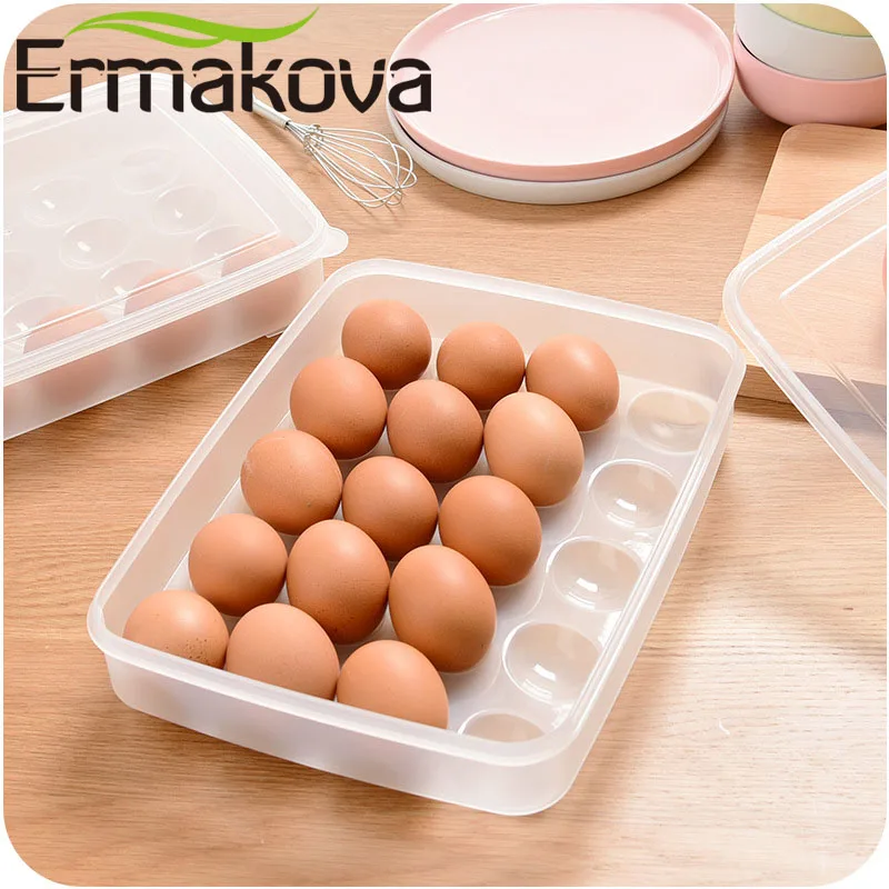ERMAKOVA Egg Storage Box 20 egg Hard Plastic Egg Case Organizer Holder