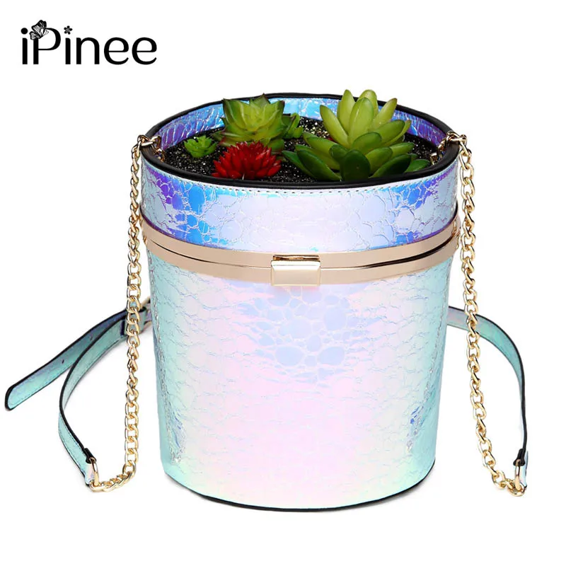 

iPinee New FlowerPot Shape Mini Bags for Women PU Leather Small Chain Clutch Crossbody Girl Creative Shoulder Messenger bag