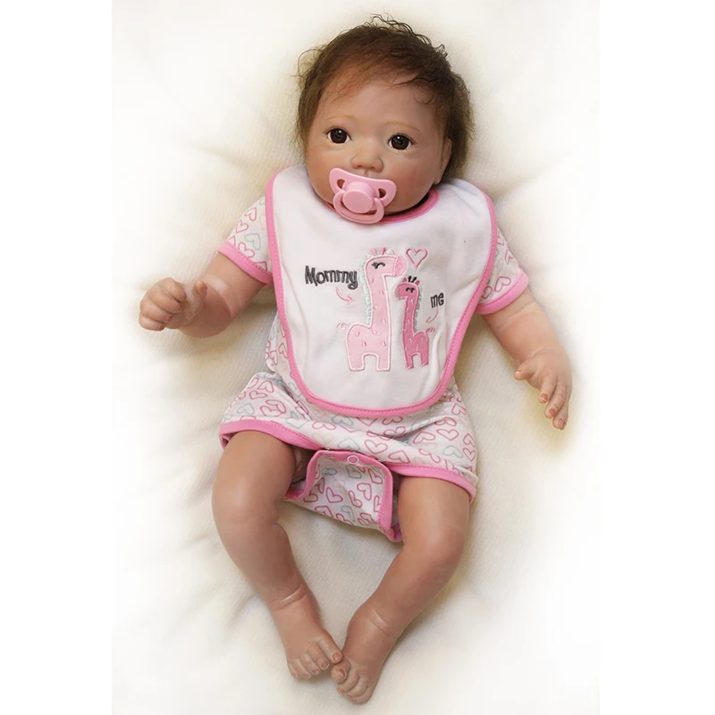 Nicery 20 дюймов 50 см Кукла реборн Мягкий Силиконовый мальчик девочка игрушка реборн кукла подарок для детей белый нагрудник розовые брюки