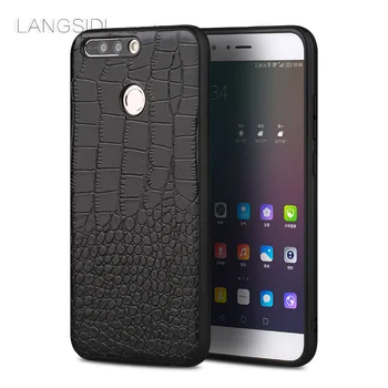 

wangcangli phone case For Huawei Honor V9 Real Calf leather Back Cover Case/crocodile texture Leather Case