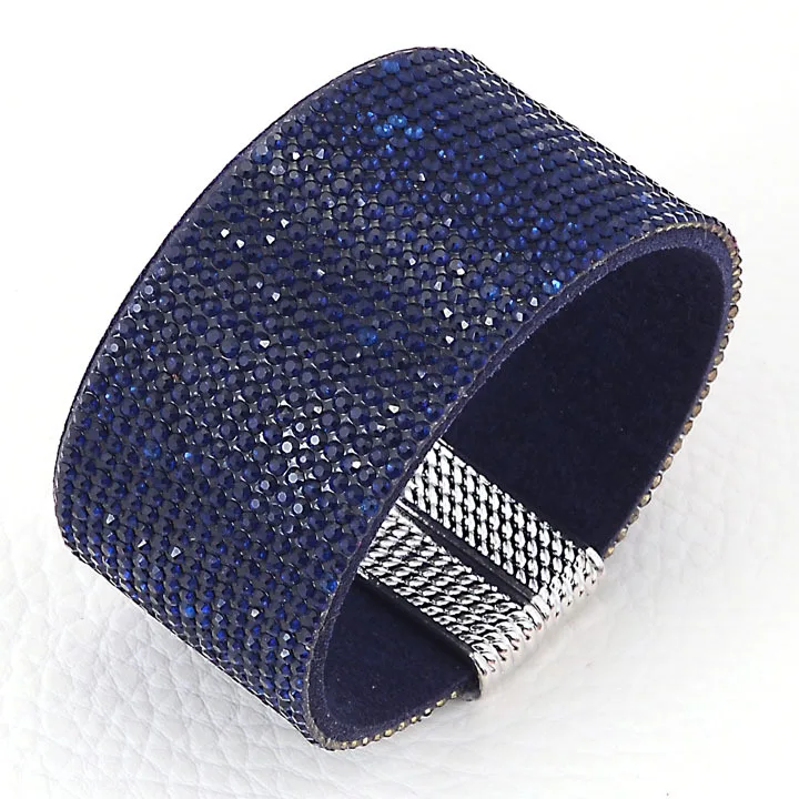Магнитный браслет с кристаллами, полный браслет со стразами, кожаный браслет B1489 - Окраска металла: Montana