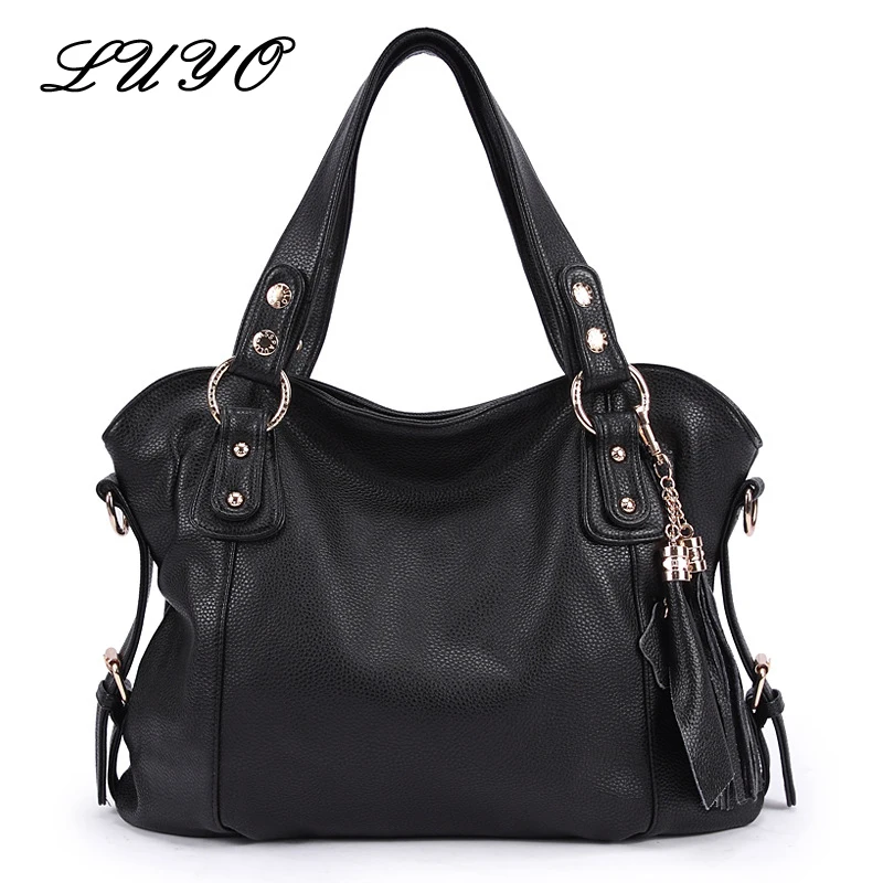 LUYO Brand Vintage Genuine Leather Tassels Ladies font b Handbag b font font b Women b
