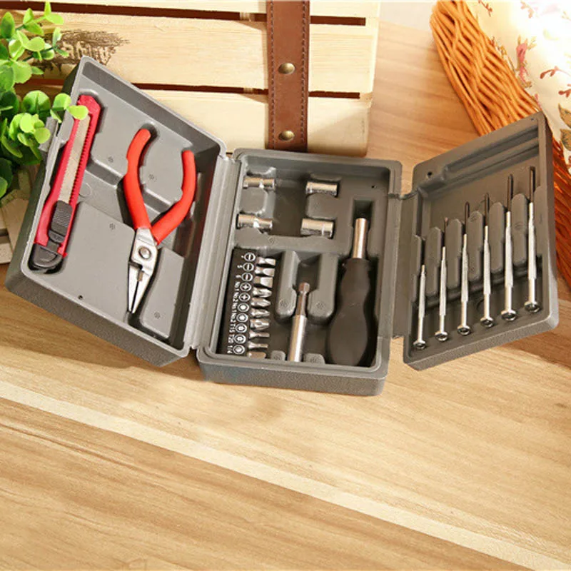 24PCS Household Multifunctional Kit Combined Plastic Toolbox Hardware