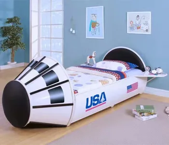 

Creative Cartoon Car Bed Iron White Space Bed For Children