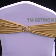 200 Шампань спандекс/лайкра лента с пряжкой для свадьбы чехол на стул с лентой с круглым Диаманте