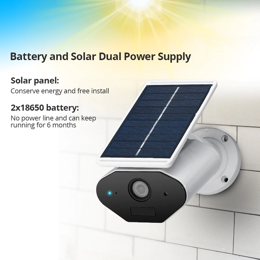 

Golden Security HD 960P WiFi Solar Power Camera Waterproof WiFi IP Camera Surveillance Bullet Camera with 18650 Battery TF Card