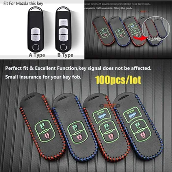 

For mazda Car-styling 100pcs keyboard 2Buttons 3buttons Luminous Auto Car Key Fob bag Leather car key cover remote case