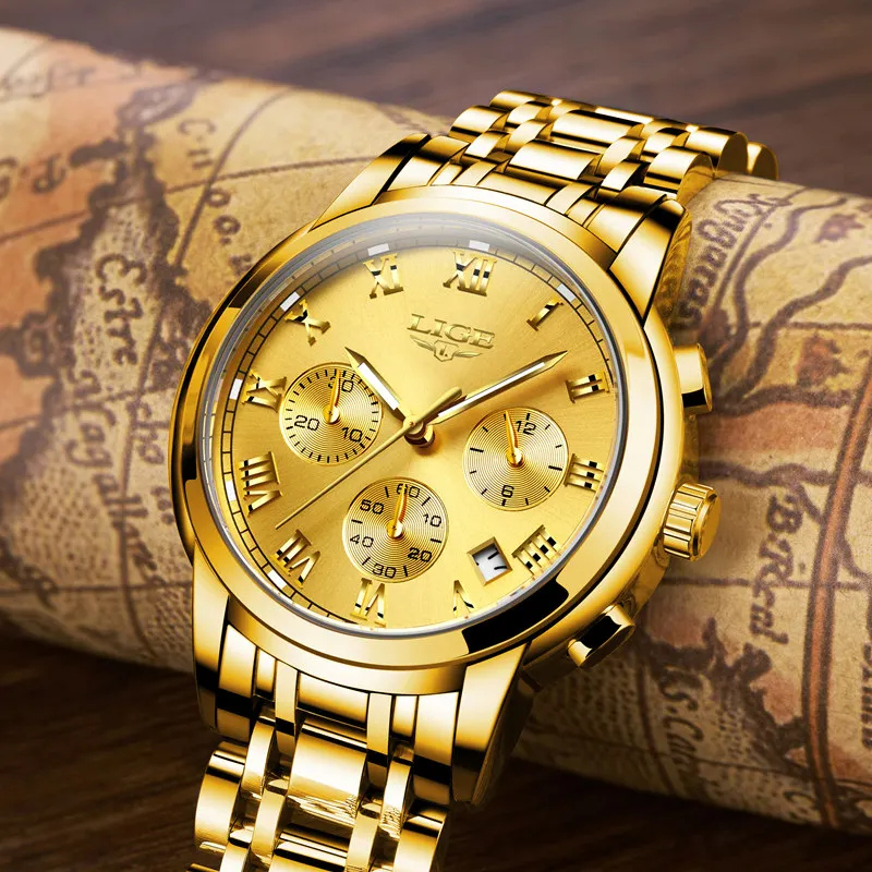 LIGE Watches Men Fashion Brand Multifunction Chronograph Quartz Watch men Military Sport Wristwatch Male Clock Relogio Masculino