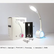 USB перезаряжаемая настольная лампа 34 шт. 3528 светодиодов Защита глаз сенсорный датчик переключатель красочный свет для чтения DC 5 в 5 Вт