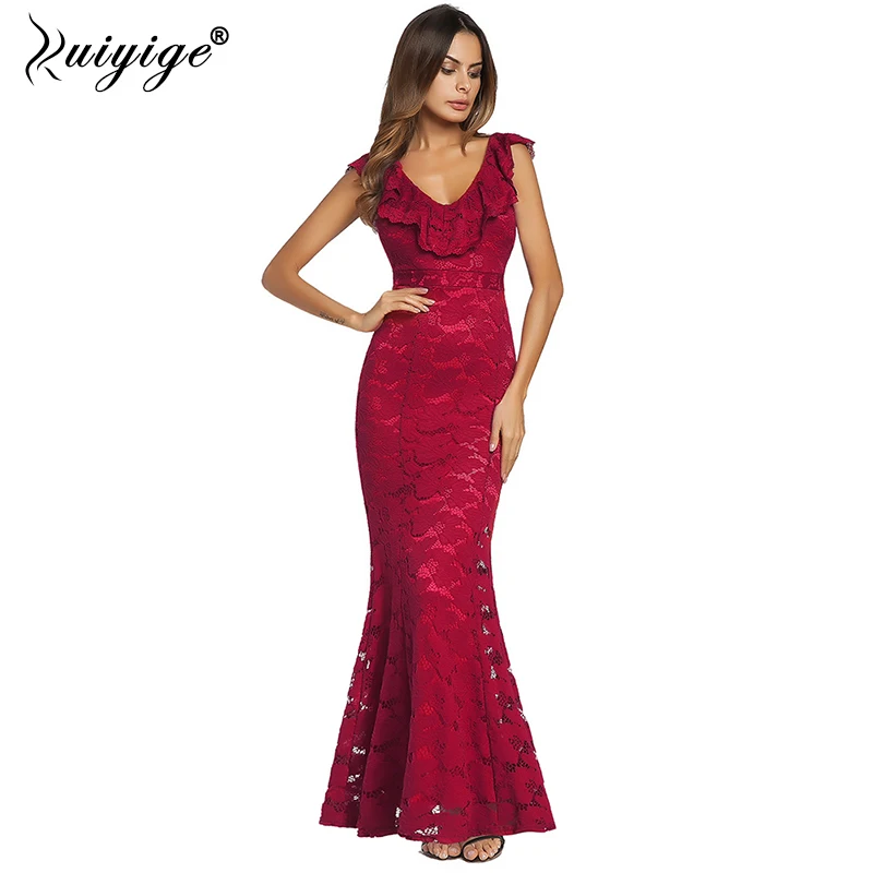 Ruiyige 2018 Для женщин Кружева Sexy Bodycon Клубные вечерние глубокий v-образный вырез