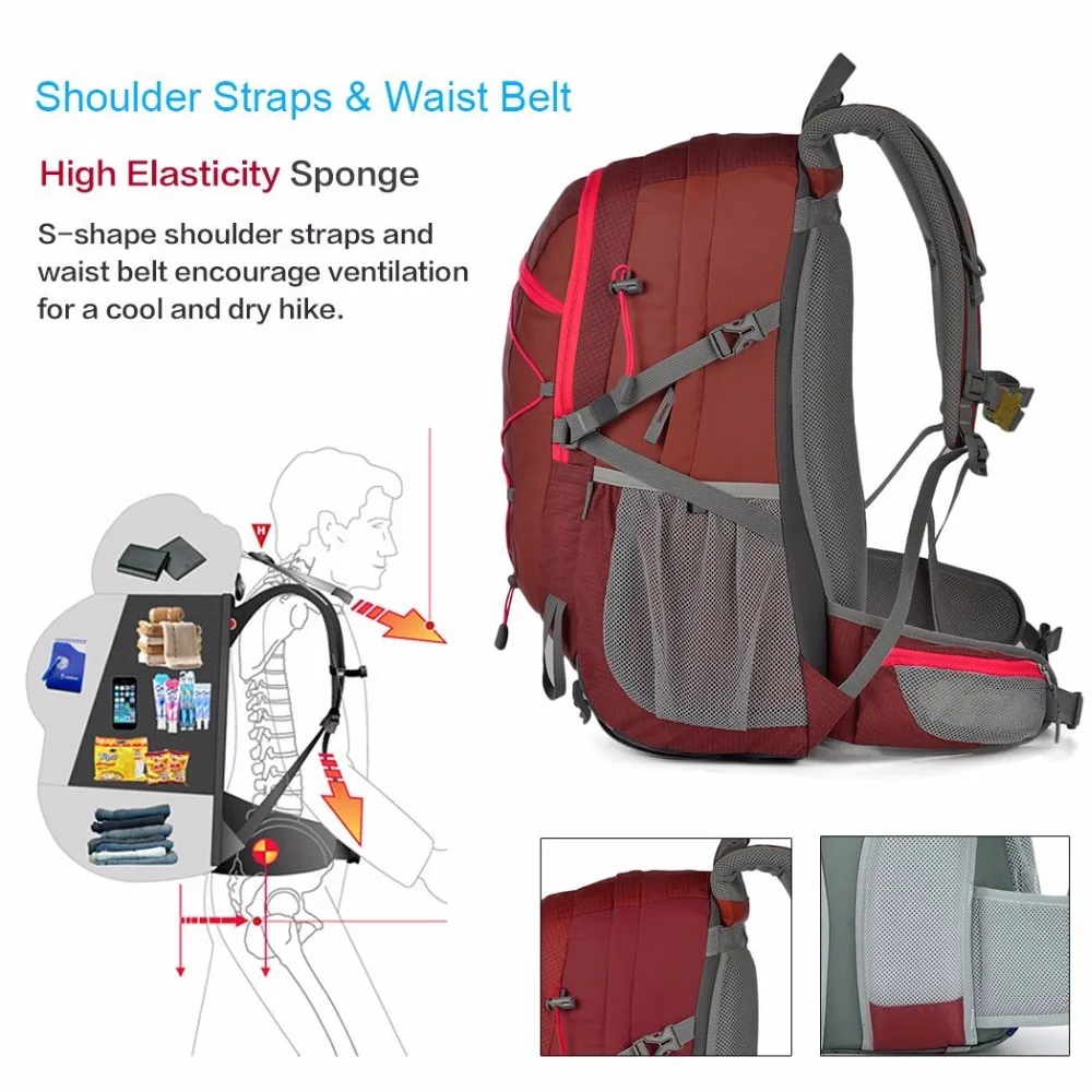 2017 New Arrival High Quality Waterproof Polyester Fabric Climbing Bags 40L Camping Hiking Outdoor Sport Backpack