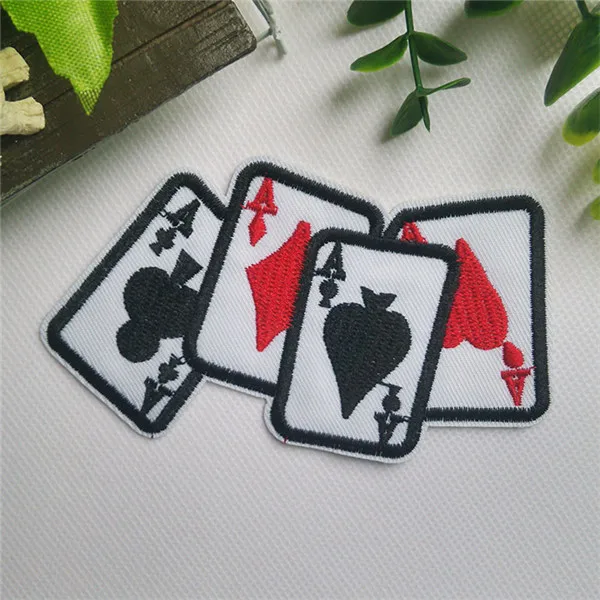 Poker Peace Pink heart star anchor Iron On Cloth Patches 4pcs - 3