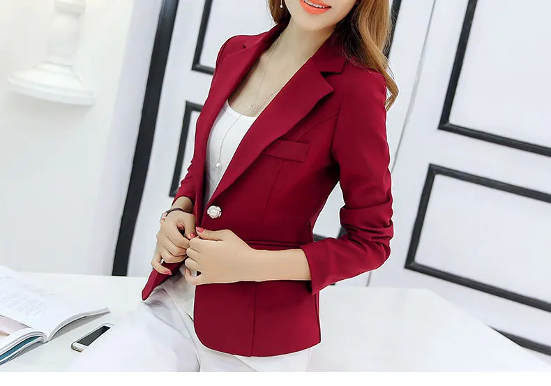 HanOrange, весенний осенний костюм, тонкий, модный, с длинным рукавом, на одной пуговице, женский пиджак, серый/винный красный/темно-синий, S/M/L/XL/XXL
