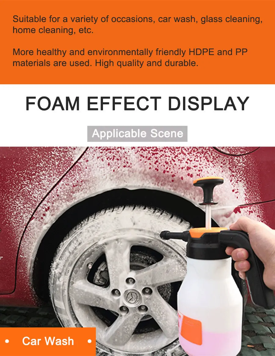 2L Foam Sprayer Pressure Pump Car Wash Watering Can Foam Nozzle For Home Window Cleaning Tools