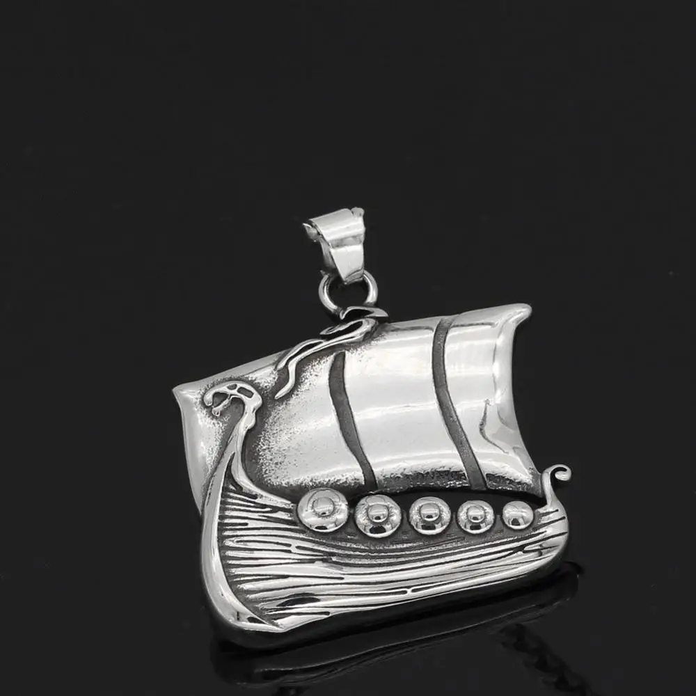 Ожерелье с подвеской в виде пиратского корабля викингов из нержавеющей стали, ожерелье из титана и титана для мужчин и женщин, ювелирное изделие в подарок - Окраска металла: pendant