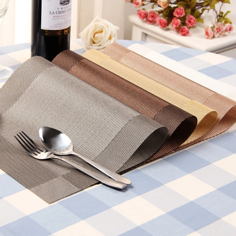 

4pcs/lot Placemat Fashion PVC Fiber Dining Table Mat Disc Pads Bowl Pad Coasters Waterproof Table Cloth Pad Slip-resistant Pad