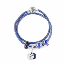 Новинка, синие хрустальные бусины, Винтажные бусины в виде морской звезды, браслеты с подвесками для женщин, браслеты с подвесками и браслеты, браслеты