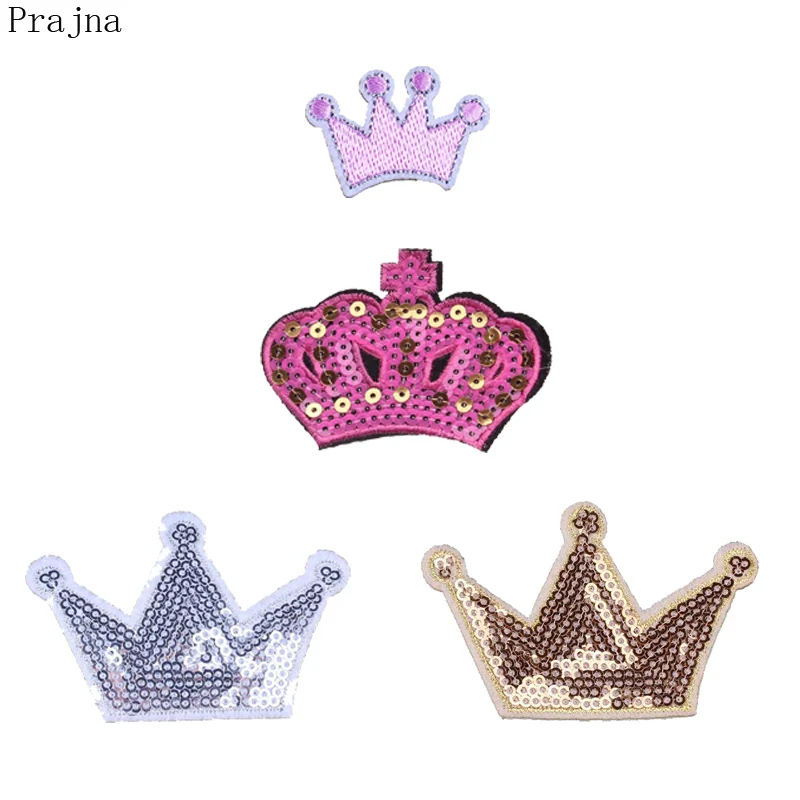 

Prajna Kids Princess Crown Patch Decal Applique Cartoon Iron On Sewing Patches Anime Cute Embroidered Patches For Clothes Stripe