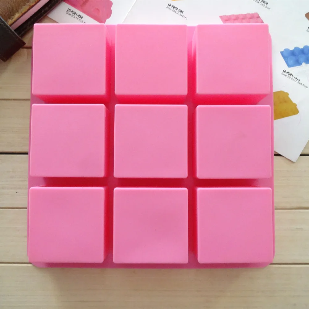 

Supply 9 square silicone cake mold DIY handmade soap mold