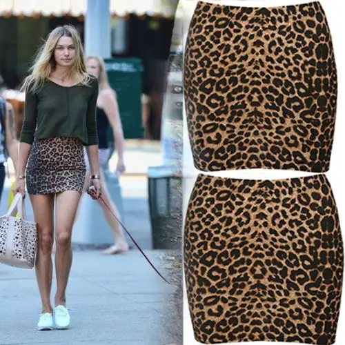 Пикантные Для женщин животных Леопардовый юбка Bodycon Мини Короткая юбка 2016