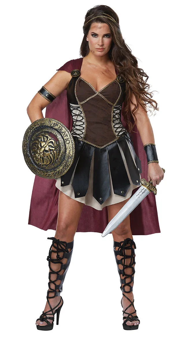 

Ancient Roman Greece Greek Female Soldier Warrior Costumes Fancy Dress Adult Women Halloween Spartan Xena Gladiator Costumes
