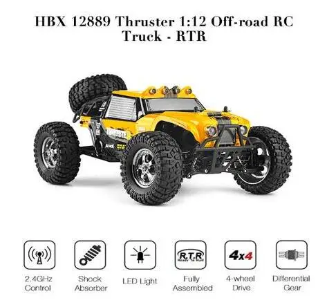 1:12 большой размер HBX 12889 Подруливающее устройство 40 км/ч 55 RC высокоскоростной