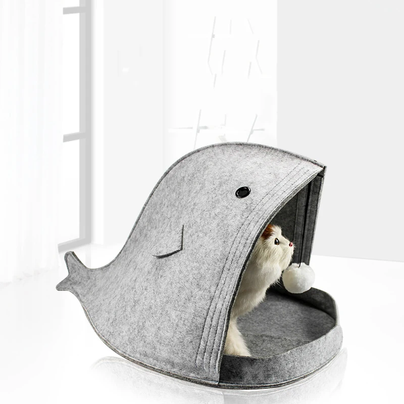 

@HE Whale Cat Litter Felt Nest House Travel Non-woven Material Pet Four Seasons Universal Semi-closed Washable Cat Outdoor Bag