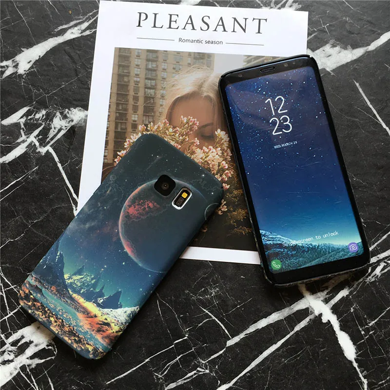 YAMIZOO Luminous Case For Samsung Galaxy s7 s8 s9 Plus PC Case Moon On s8 Back Cover For Samsung s7 Edge Note 8 Phone Cases Hard