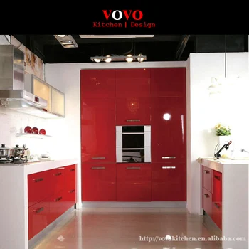 

High Gloss Red Kitchen cabinet with Acrylic Cabinet door