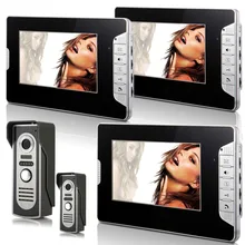 Video Doorbell 7″Inch Color TFT LCD Video Door Phone Doorbell Intercom Night Vision Home Security Kit 2 Camera 3 Monitor