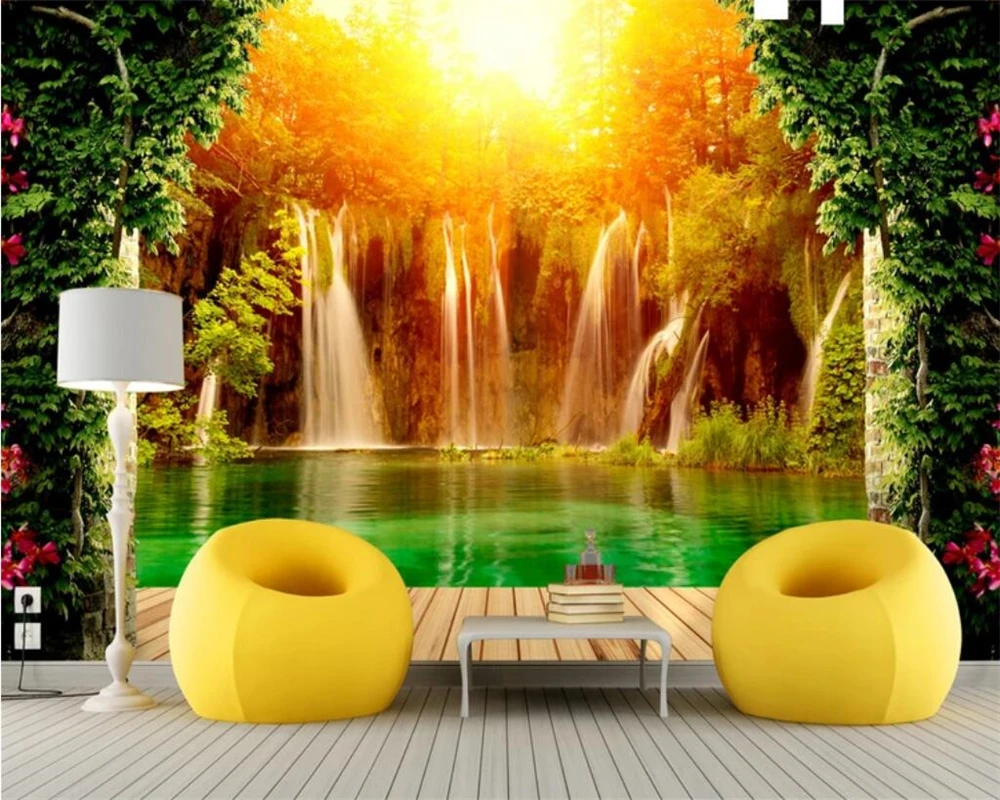 

beibehang papel de parede Custom wallpaper 3d large mural waterfall rural landscape 3D living room bedroom background wall paper