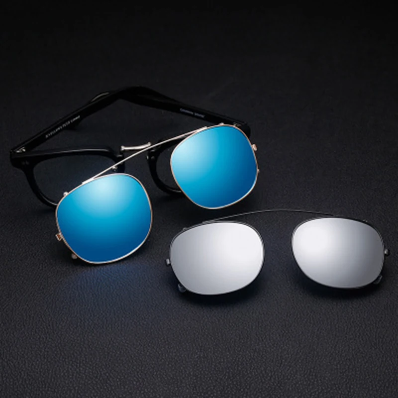 Унисекс поляризованные прикрепляемые солнцезащитные очки близорукие линзы анти-UVA Анти-UVB модные спортивные солнцезащитные очки папка из нержавеющей стали рамка A3