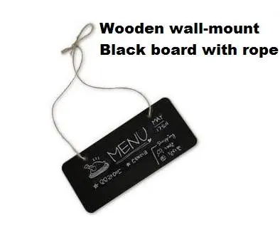 

1pcs/lot cute DIY multifunction wooden mini wall-mount black board message memoo board with rope retail