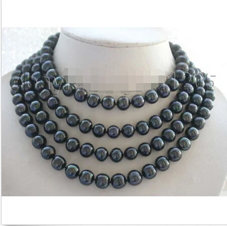 

FREE SHIPPING>>>@@ > Longest 66" Genuine Natural 11mm Black Round Pearl Necklace #f1544!^^^@^Noble style Natural Fine jewe &