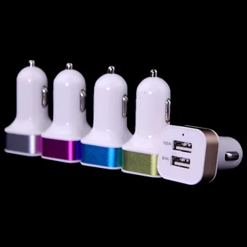

Redbearlin 100pcs/lot Colorful dual usb ports 2.1A+1A Car charger adapter for iphone 4 5 6 for mp3 mp4 for samsung