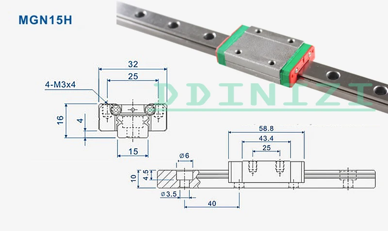 15 мм линейные направляющие MGN15 100 150 200 250 300 350 400 450 500 550 600 700 мм линейные рельсы+ MGN15H или MGN15C блок 3d принтер с ЧПУ