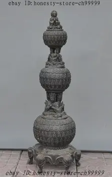 

Tibet Buddhism Bronze Sakyamuni Jizo Buddha statue Elephant Tower stupa pagoda