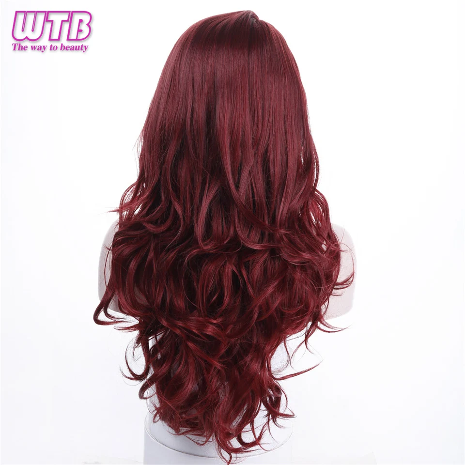 

WTB Long Wavy Red Wig Heat Resistant Synthetic Wig for Women High Temperature Fiber Cosplay Party Wig
