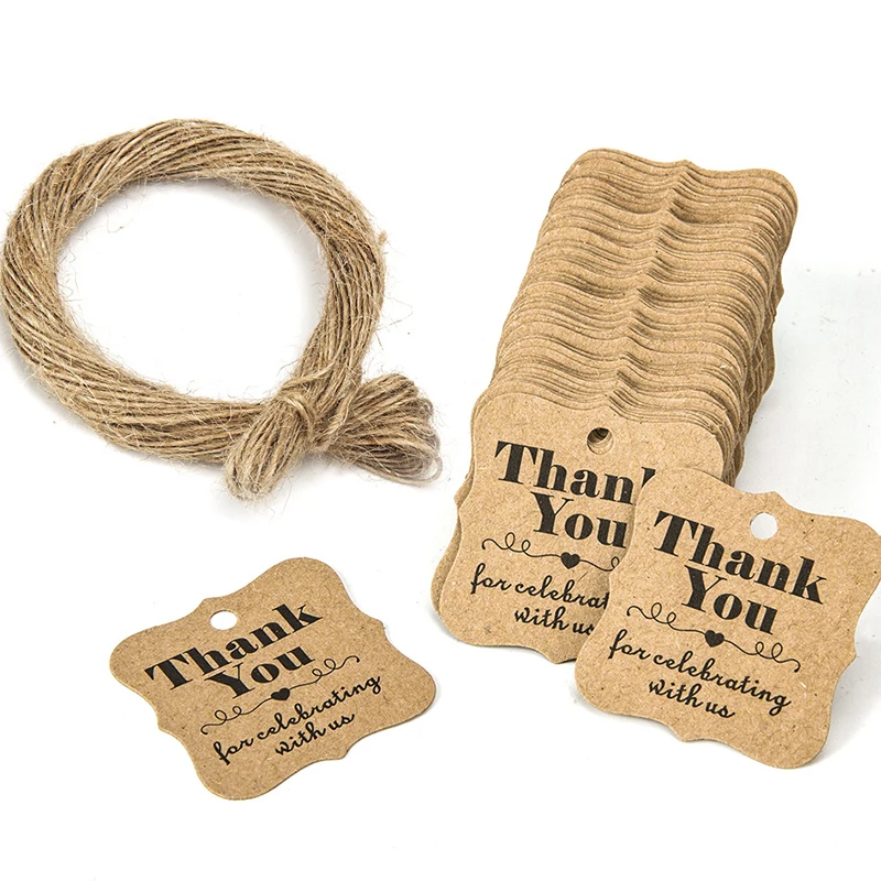 

Thank You Gift Tags Wedding Decoration Rustic Wrap Gift Packing String Party Decoration Christmas Paper Gift Tags Dropshipping