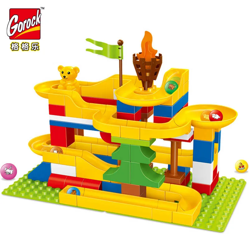 

GOROCK 88PCS Marble Race Run Maze Ball Track Building Blocks Plastic Funnel Slide Big Size Bricks Compatible With Legoed Duplo