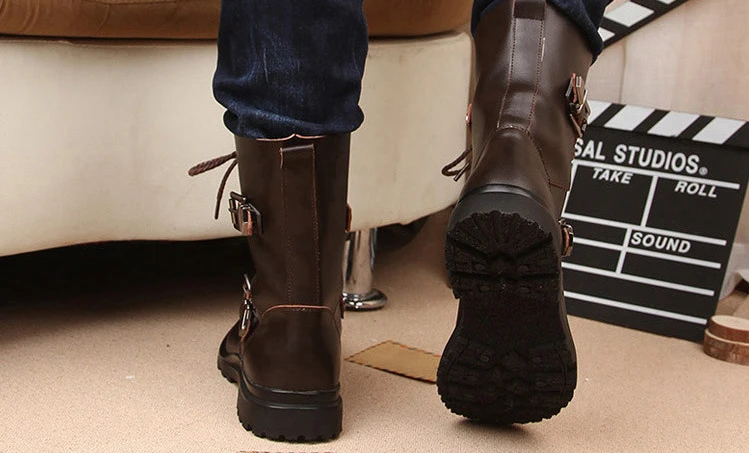 OUDINIAO/Классические мужские ботильоны из спилка с острым носком и теплым плюшем; модные дизайнерские зимние ботинки на шнуровке с пряжкой для мужчин; большие размеры