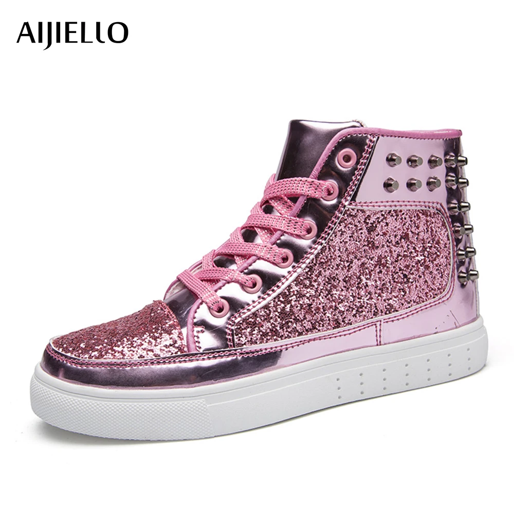 pink and silver designer sneakers