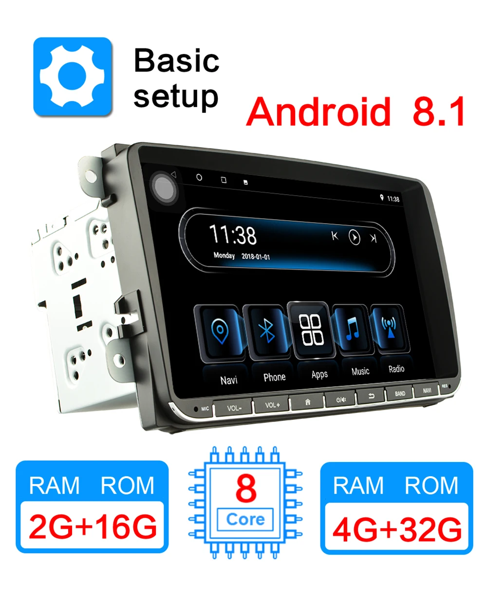 Flash Deal 9 "2 din car radio Android 8.1 player for volkswagen vw golf 5 6 polo tiguan touran passat B6 jetta sharan Skoda  Stereo Player 0